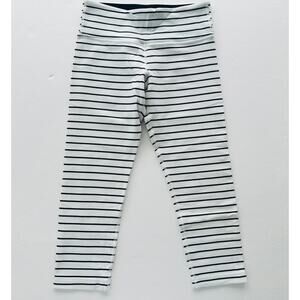Lululemon Wunder Under Crop RARE Quiet Stripe Navy White Size 4 Low Rise Yoga